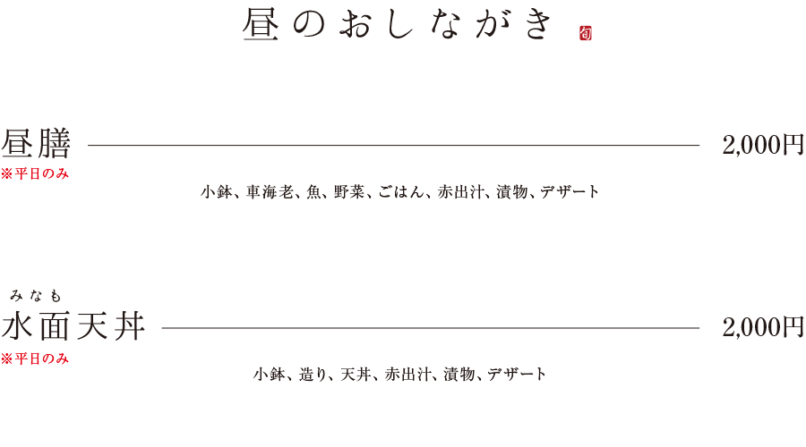 おしながき 天ぷら 水面 Minamo 静岡市葵区両替町 おしながき 天ぷら 水面 Minamo 静岡市葵区両替町